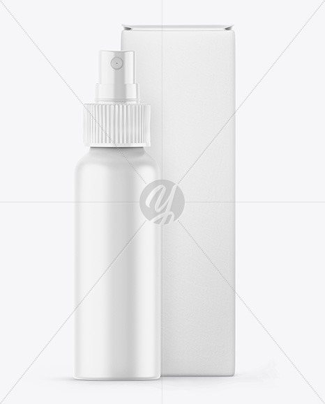 Matte Spray Bottle w/ Box Mockup