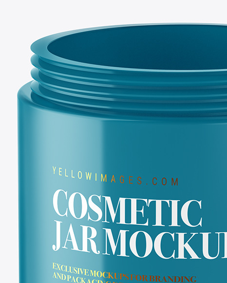 Opened Glossy Plastic Cosmetic Jar Mockup