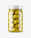 Clear Glass Jar with Olives Mockup Clear Glass Jar with Olives Mockup