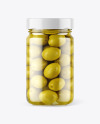 Clear Glass Jar with Olives Mockup