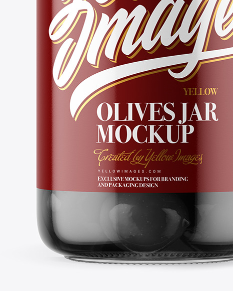 Clear Glass Jar with Black Olives Mockup