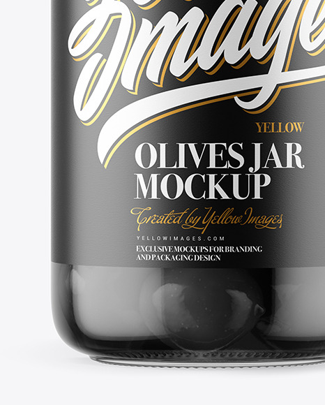 Clear Glass Jar with Black Olives Mockup