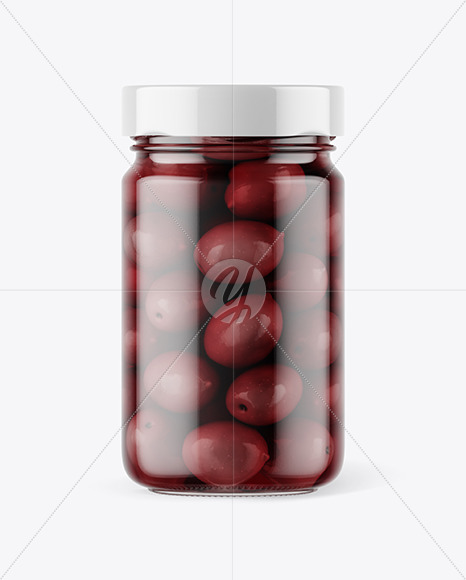 Clear Glass Jar with Kalamata Olives Mockup Clear Glass Jar with Kalamata Olives Mockup