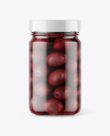 Clear Glass Jar with Kalamata Olives Mockup Clear Glass Jar with Kalamata Olives Mockup