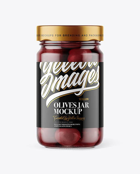 Clear Glass Jar with Kalamata Olives Mockup Clear Glass Jar with Kalamata Olives Mockup