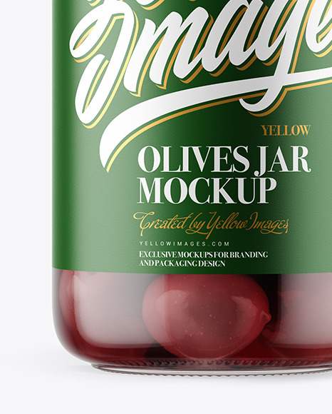 Clear Glass Jar with Kalamata Olives Mockup Clear Glass Jar with Kalamata Olives Mockup