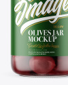 Clear Glass Jar with Kalamata Olives Mockup