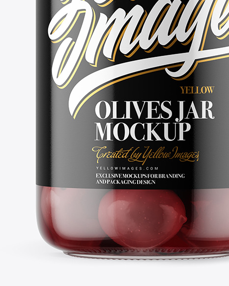 Clear Glass Jar with Kalamata Olives Mockup