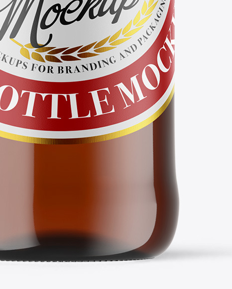 Amber Glass Beer Bottle Mockup