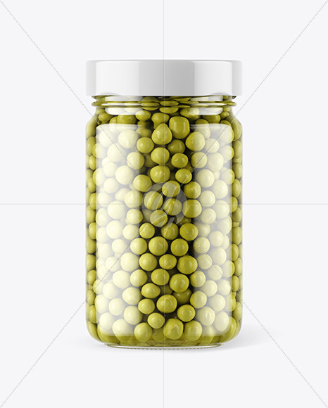 Clear Glass Jar with Green Peas Mockup