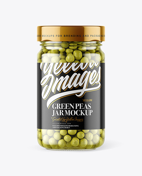 Clear Glass Jar with Green Peas Mockup