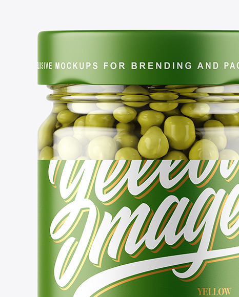 Clear Glass Jar with Green Peas Mockup