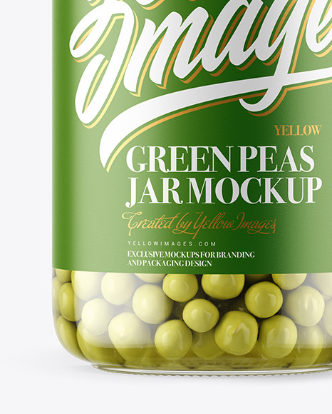 Clear Glass Jar with Green Peas Mockup