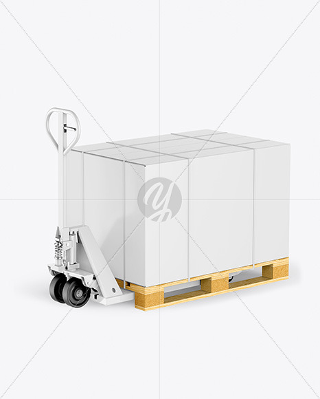 Hand Pallet Truck &amp; Glossy Box Mockup