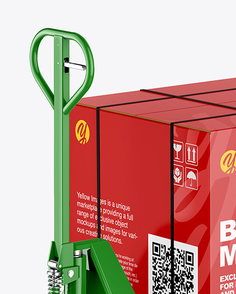 Hand Pallet Truck &amp; Glossy Box Mockup