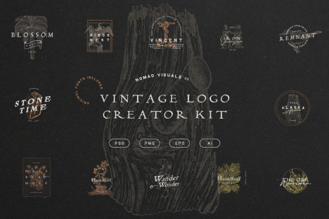 Vintage Logo Creator Kit - Bird illustrations