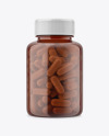 Amber Bottle With Pills Mockup