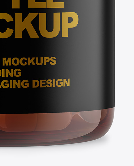 Amber Bottle With Pills Mockup