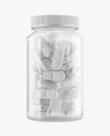 Clear Glass Bottle with Pills Mockup