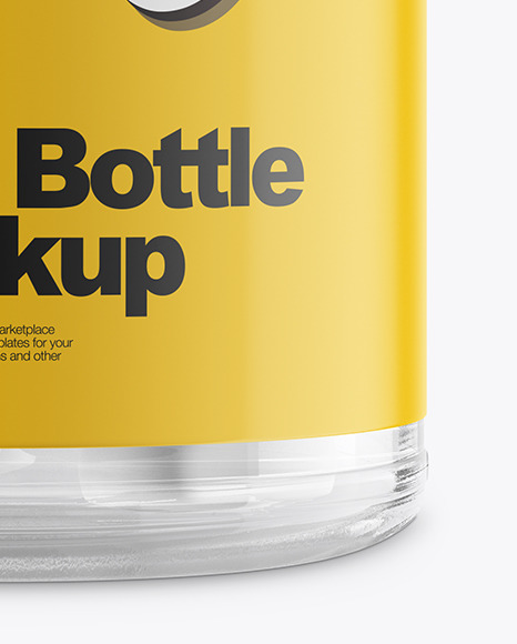 Clear Glass Bottle with Pills Mockup