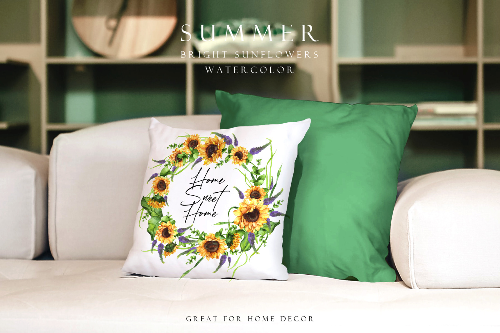 Set of summer bright sunflowers Set of summer bright sunflowers