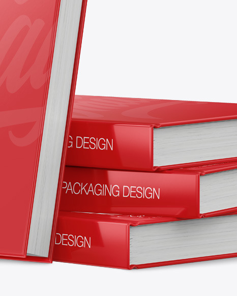 Hardcover Books w/ Glossy Cover Mockup