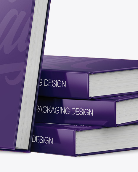 Hardcover Books w/ Glossy Cover Mockup