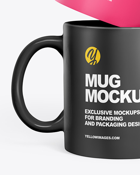 Two Matte Mugs Mockup