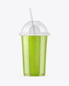 Green Smoothie Cup with Transparent Cap Mockup
