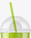 Green Smoothie Cup with Transparent Cap Mockup