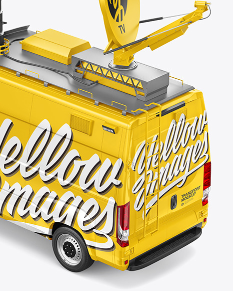 TV Van Mockup - Back HalfSide View