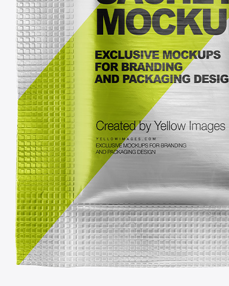 Glossy Metallic Paper Sachet Mockup