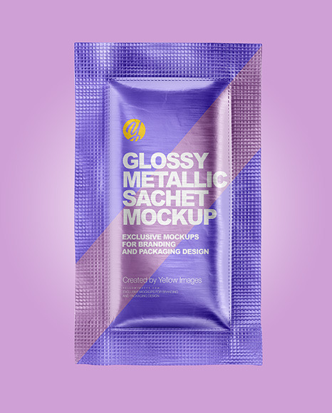 Glossy Metallic Paper Sachet Mockup