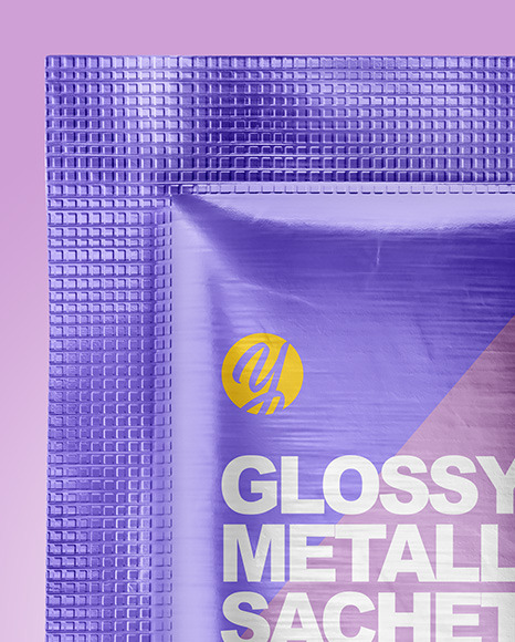 Glossy Metallic Paper Sachet Mockup