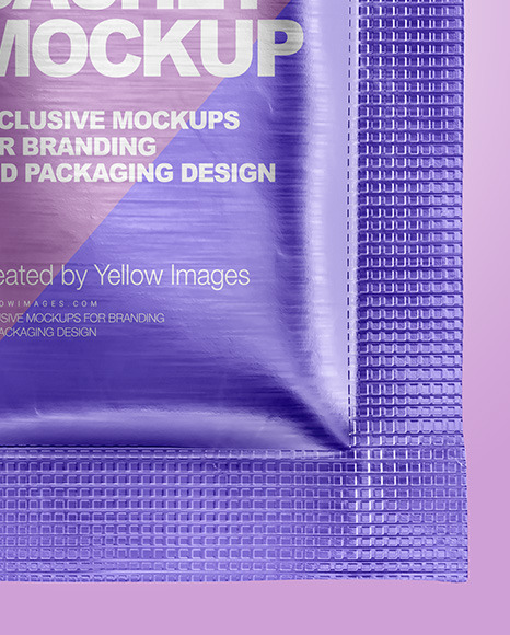 Glossy Metallic Paper Sachet Mockup