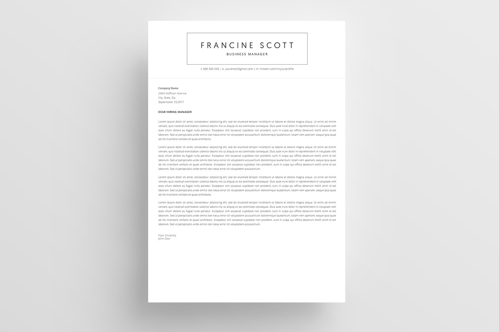 Resume Template and Cover Letter / 4 Pages CV