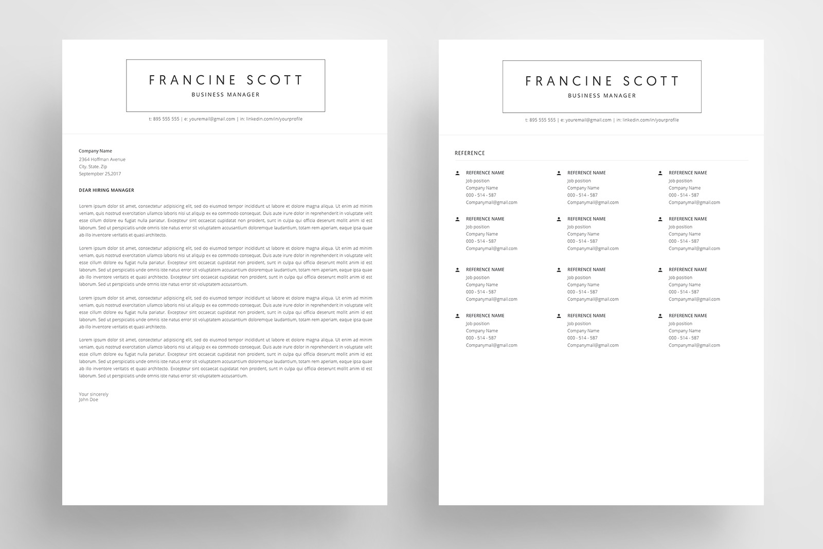 Resume Template and Cover Letter / 4 Pages CV