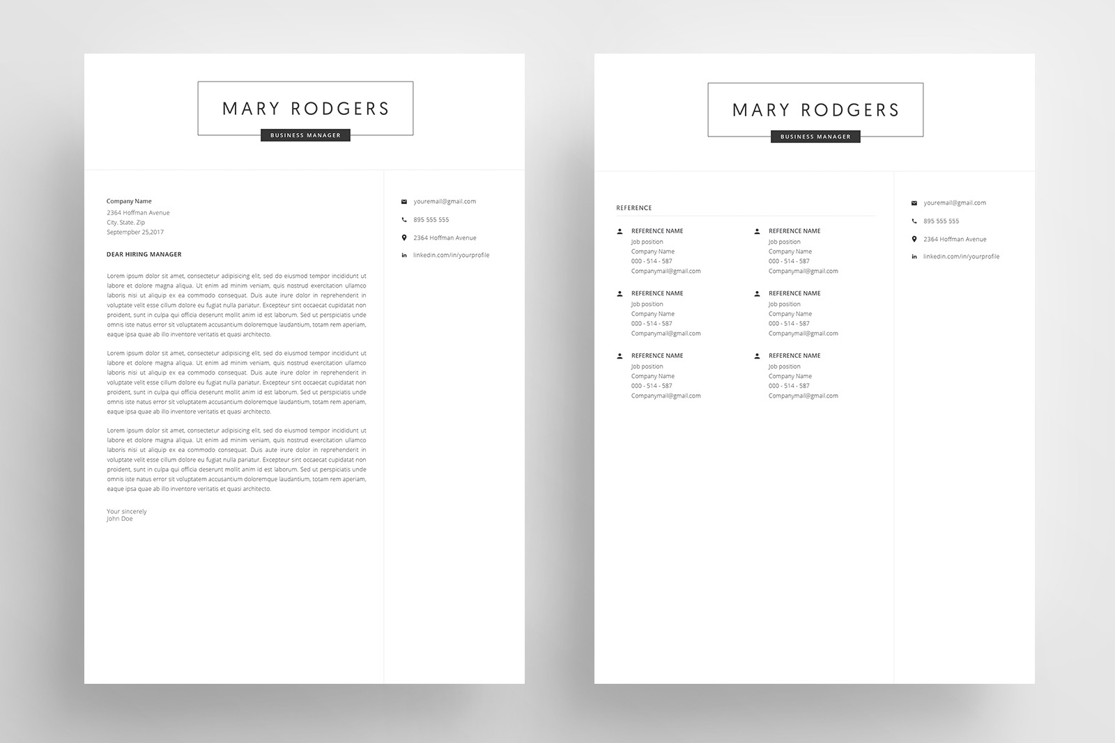 Resume Template and Cover Letter / 4 Pages CV