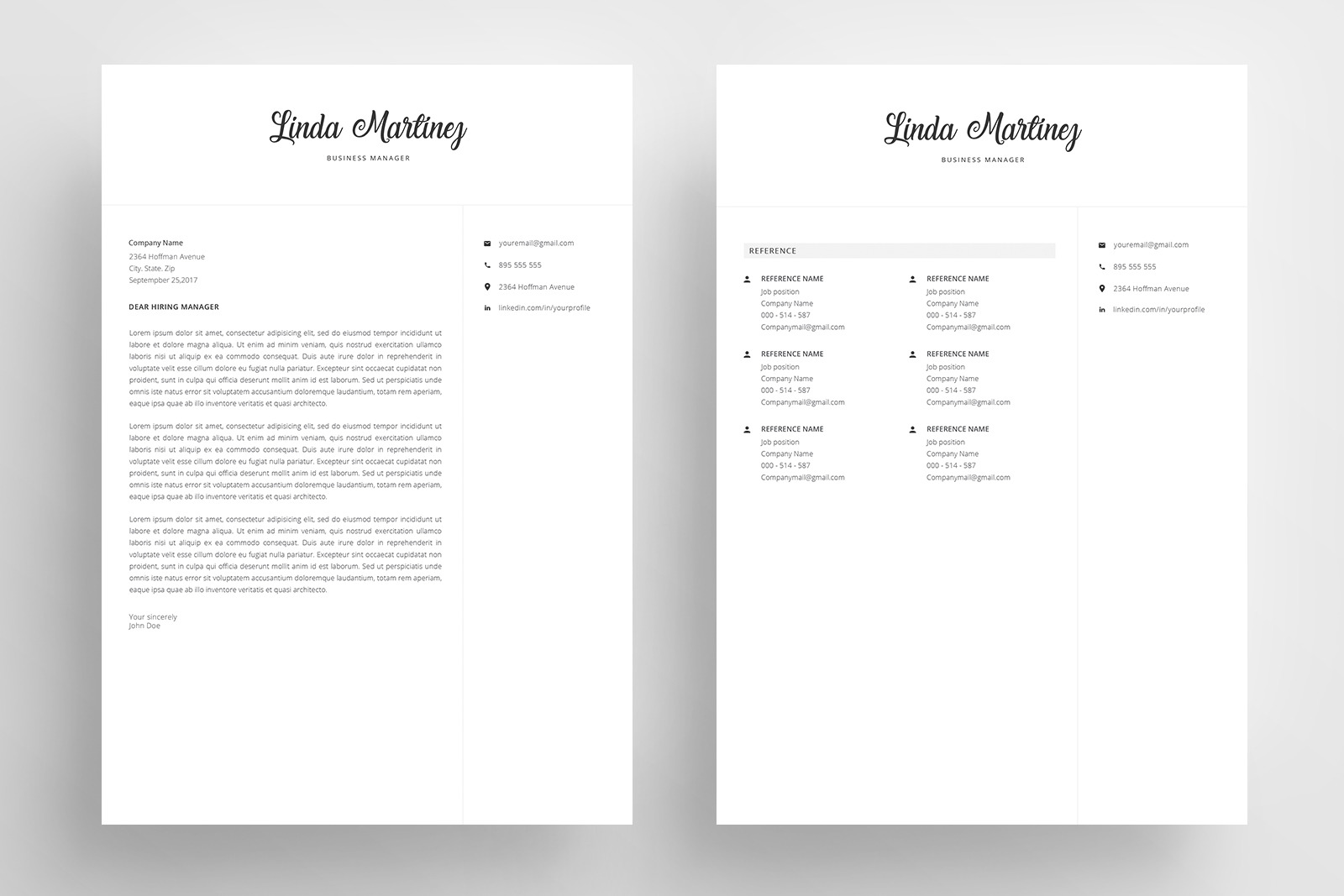 Resume Template and Cover Letter / 4 Pages CV