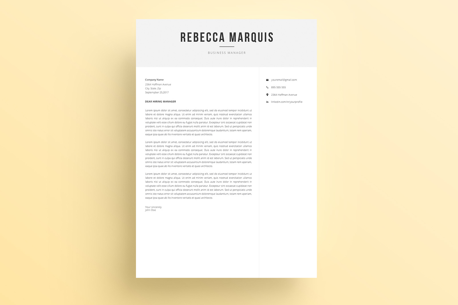 Resume Template and Cover Letter / 4 Pages CV Resume Template and Cover Letter / 4 Pages CV