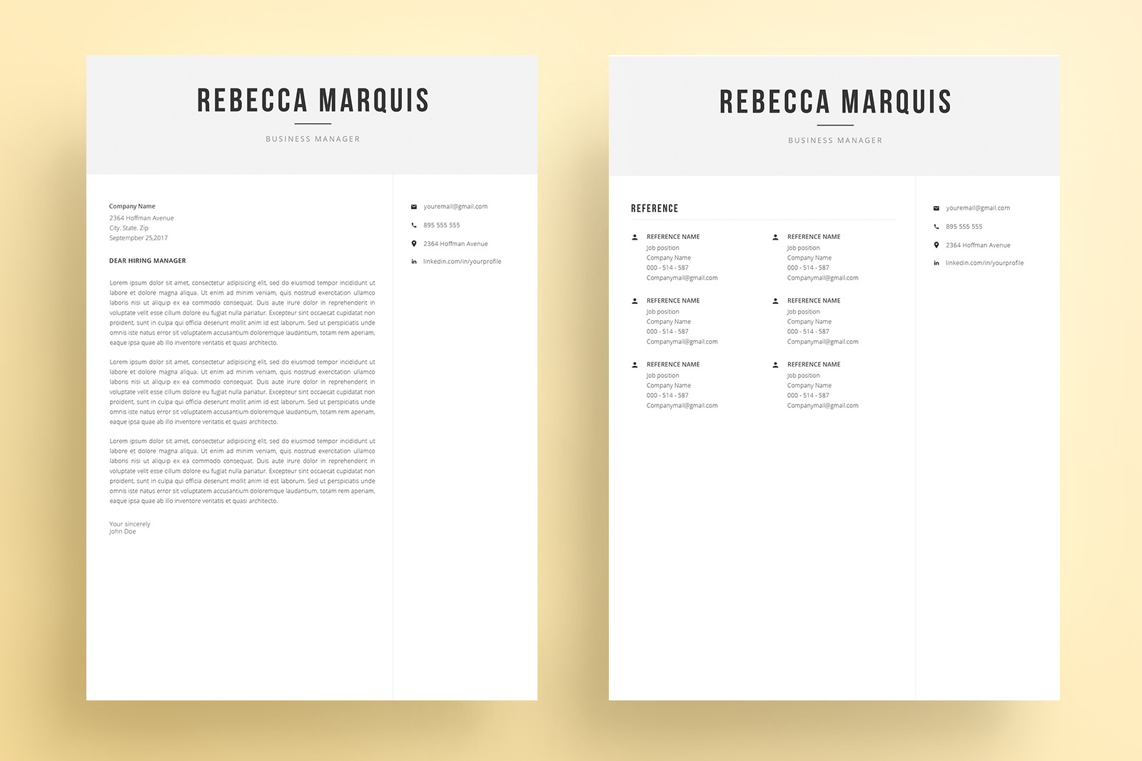 Resume Template and Cover Letter / 4 Pages CV Resume Template and Cover Letter / 4 Pages CV