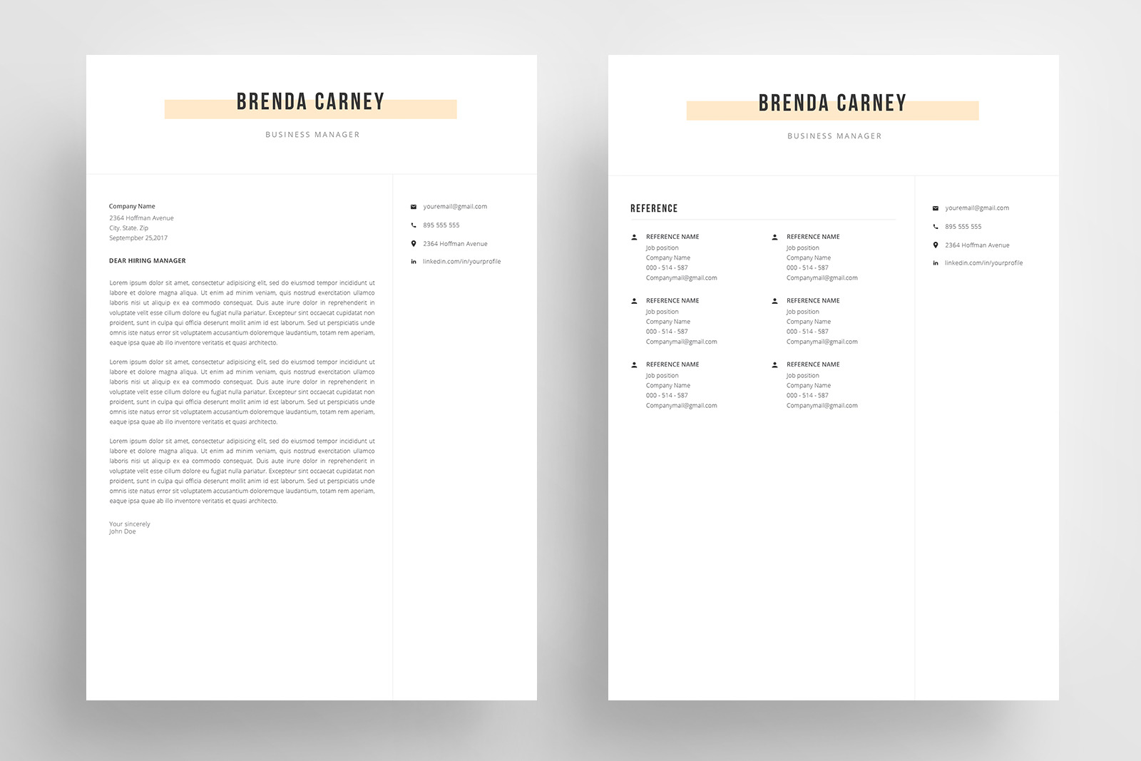 Resume Template and Cover Letter / 4 pages CV