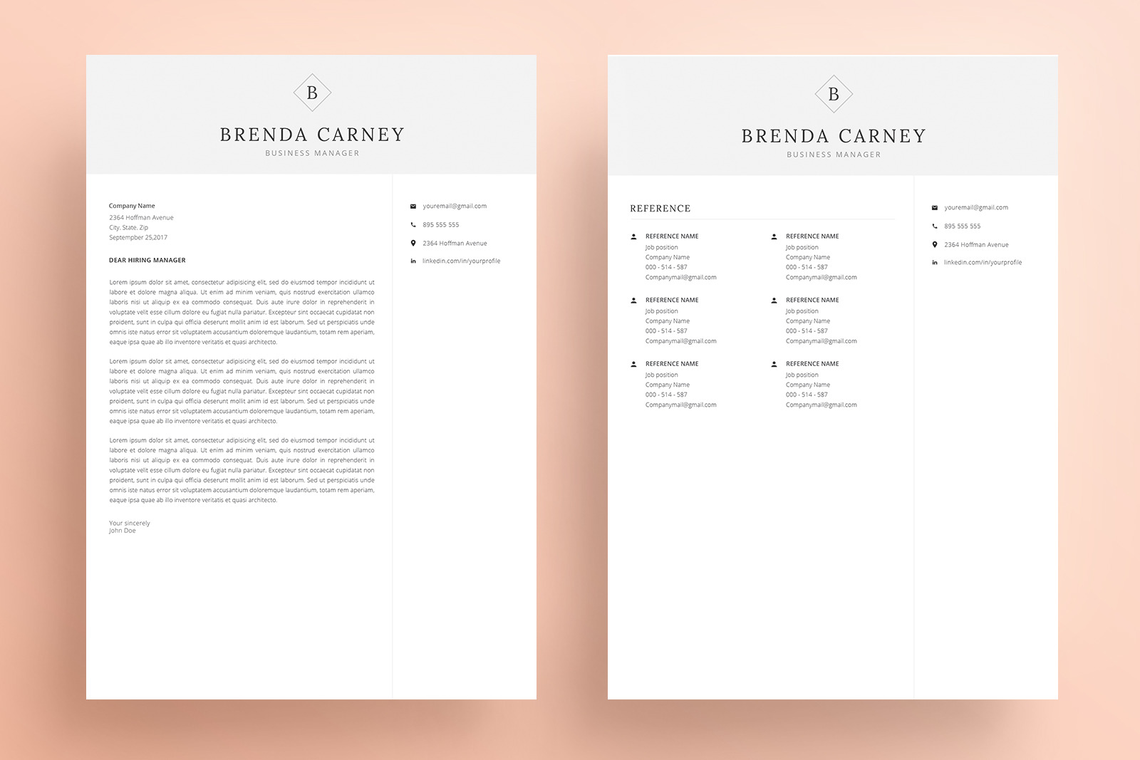 Resume Template and Cover Letter / 4 Pages CV Resume Template and Cover Letter / 4 Pages CV