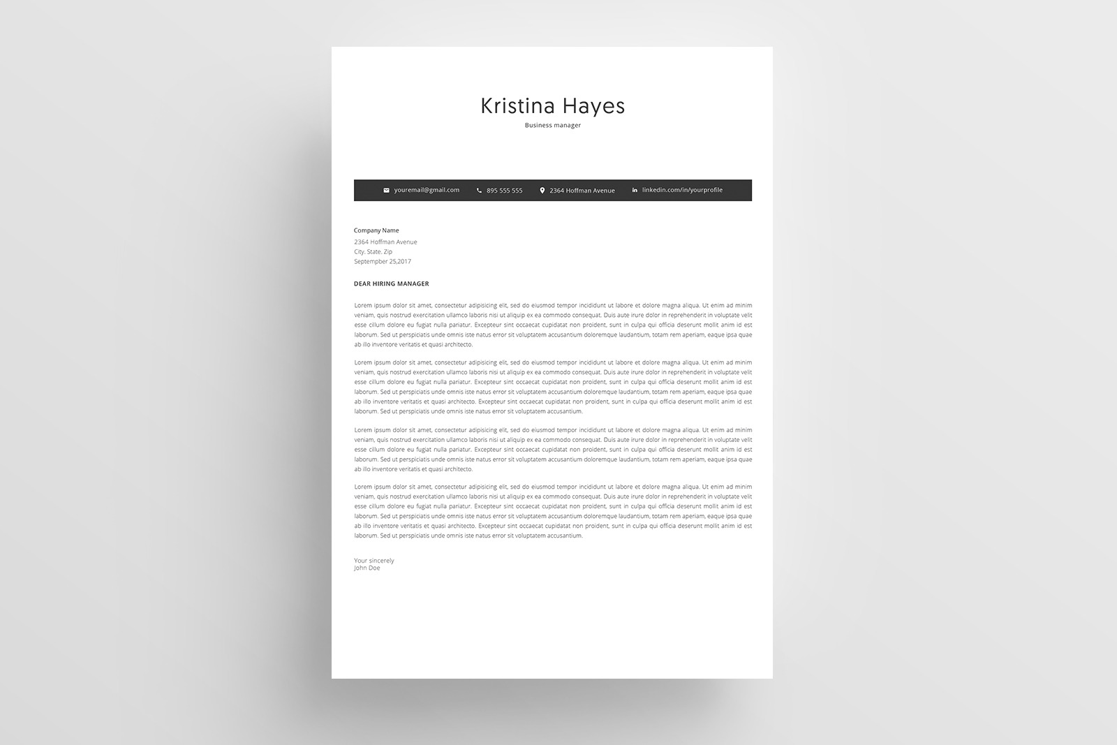 Resume Template and Cover Letter / 4 Pages CV