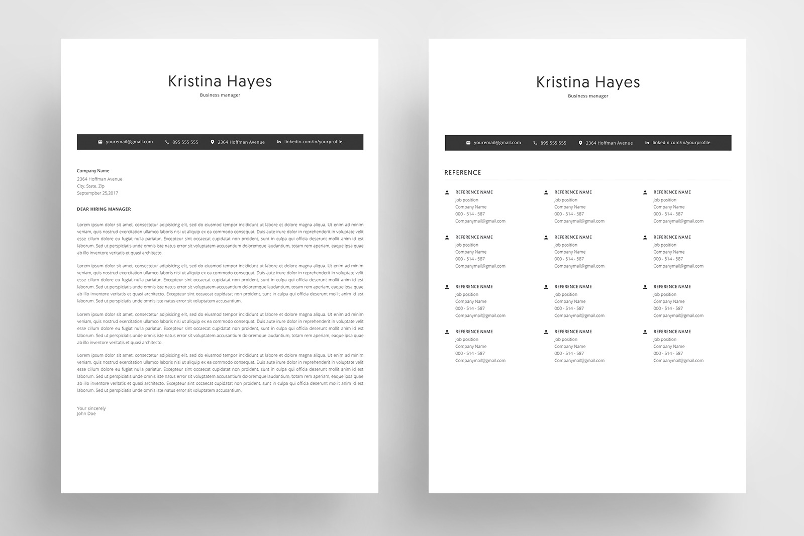 Resume Template and Cover Letter / 4 Pages CV