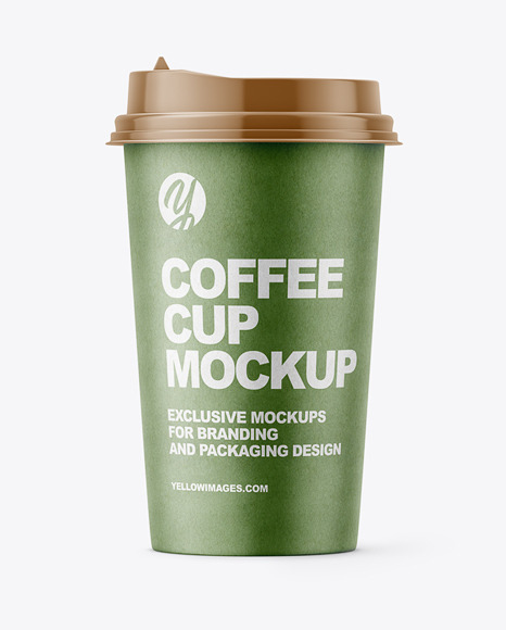 Kraft Paper Coffee Cup Mockup - Front View