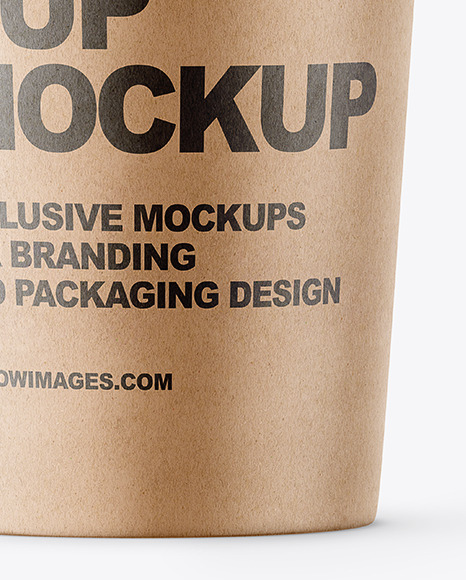 Kraft Paper Coffee Cup Mockup - Front View