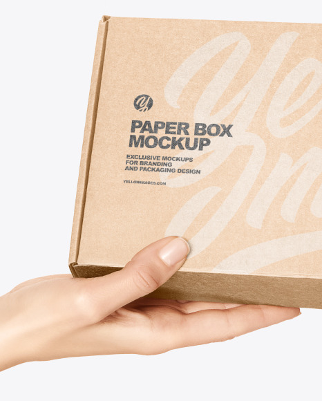 Paper Box in a Hand Mockup