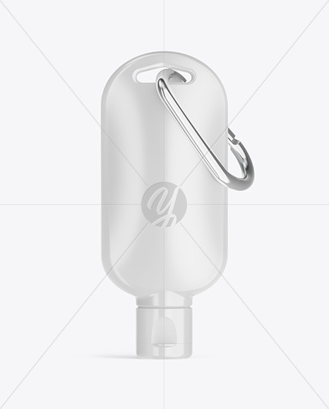 Glossy Sanitizer Bottle with Carabine Mockup