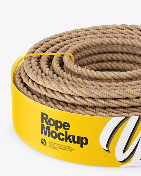 Twisted Sisal Rope Package Mockup - High-Angle View